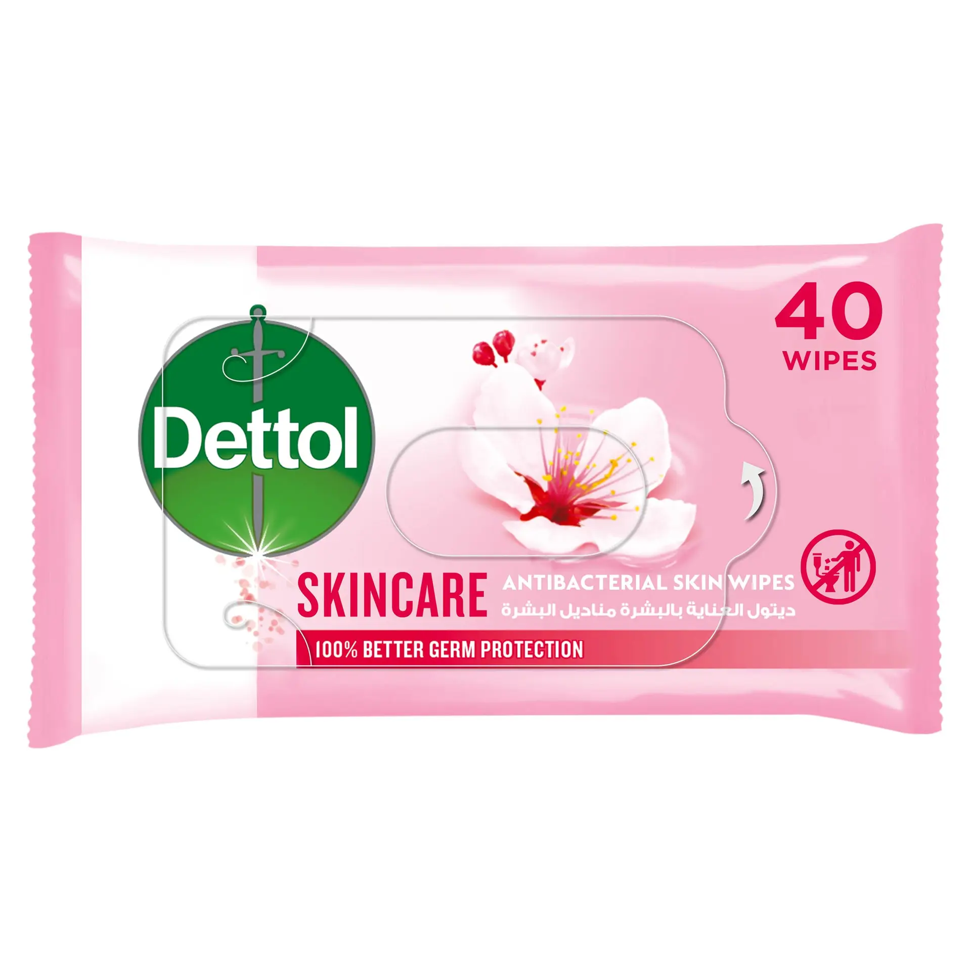 Dettol Skincare Antibacterial Skin Wipes 40 Wipes - view 1