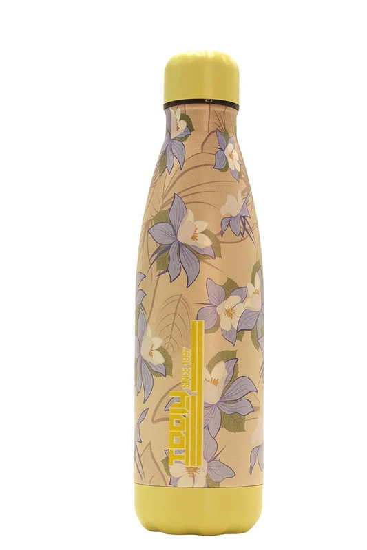 Tooly Water Bottle Stainless Steel Yallow With Flowers Color 500 ml