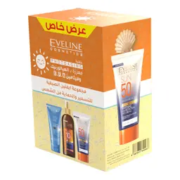 ايفلين مجموعة للتسمير والحماية من الشمس(واقي شمس+زيت تسمير+جل بعد الشمس)