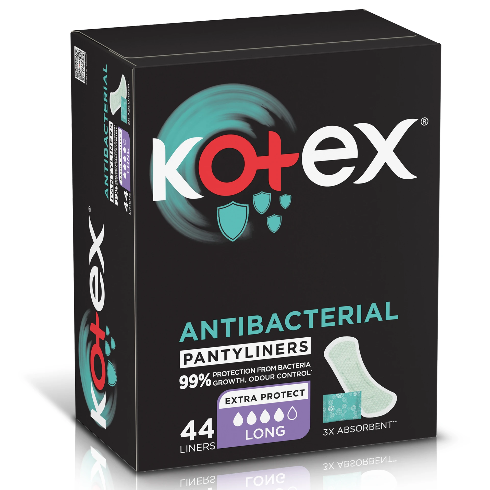 Kotex Antibacterial Pantyliners Long 44 Pieces