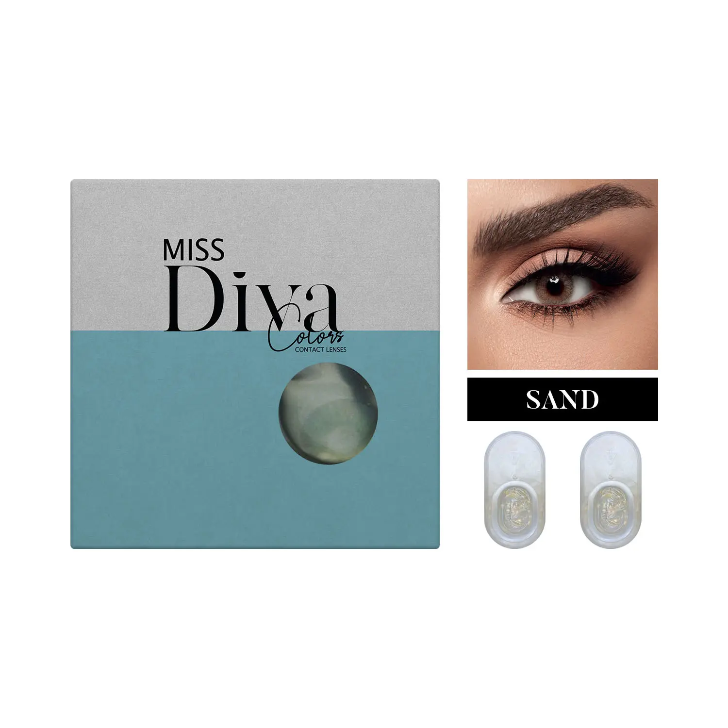 Diva Plano Contact Lenses Monthly Sand  - view 2