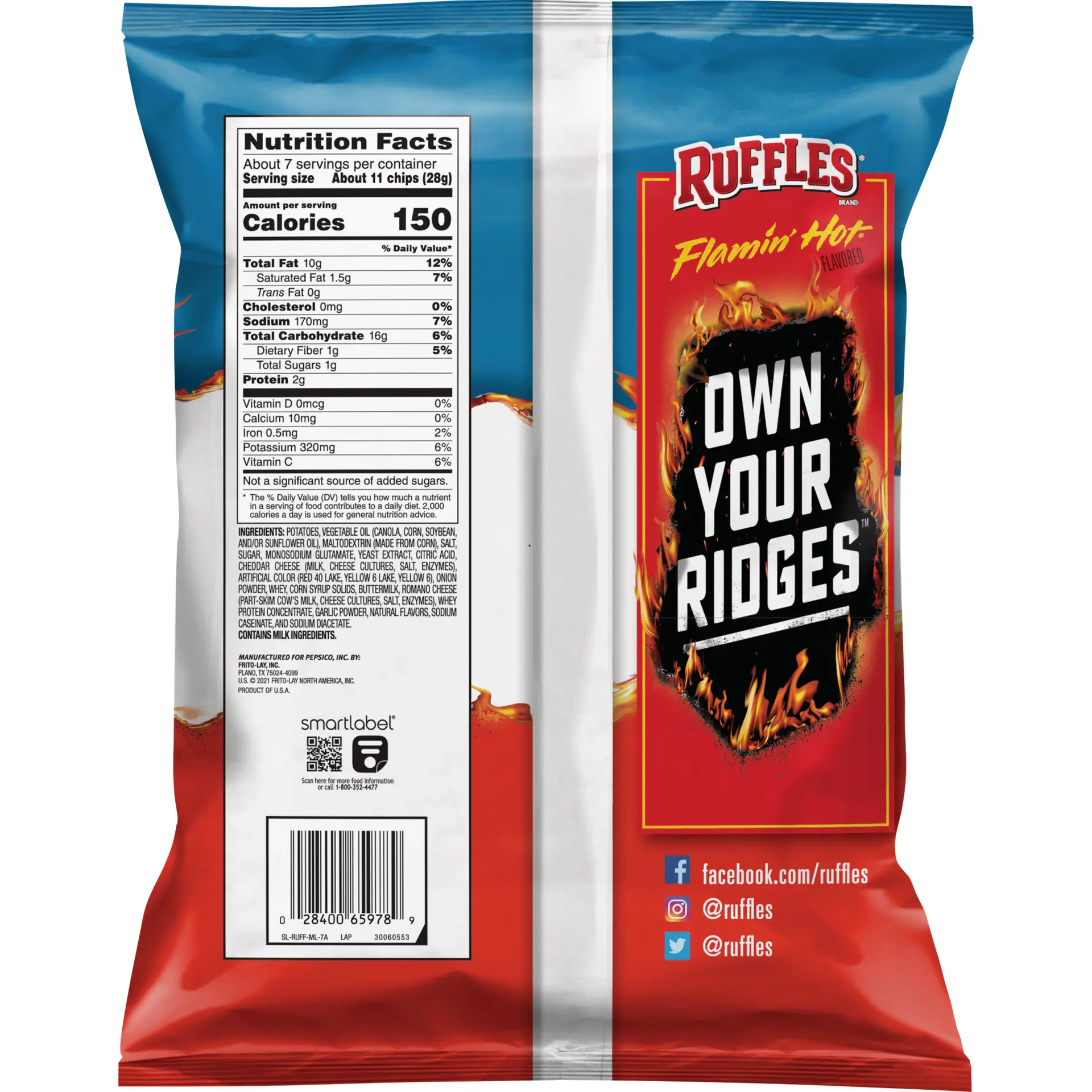 Ruffles Chips Flaming Hot Emported 184.2 gm - view 2