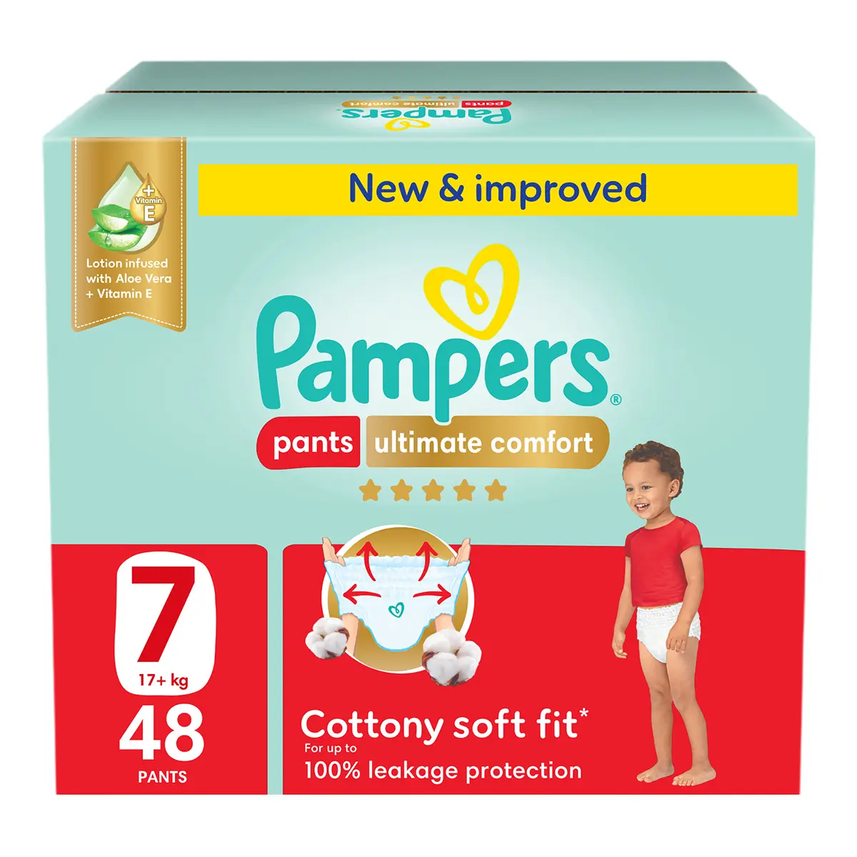 Pampers Diapers Ultimate Comfort Pants Size 7 Aloe Vera Lotion & Vitamin E 48 Pants  - view 1