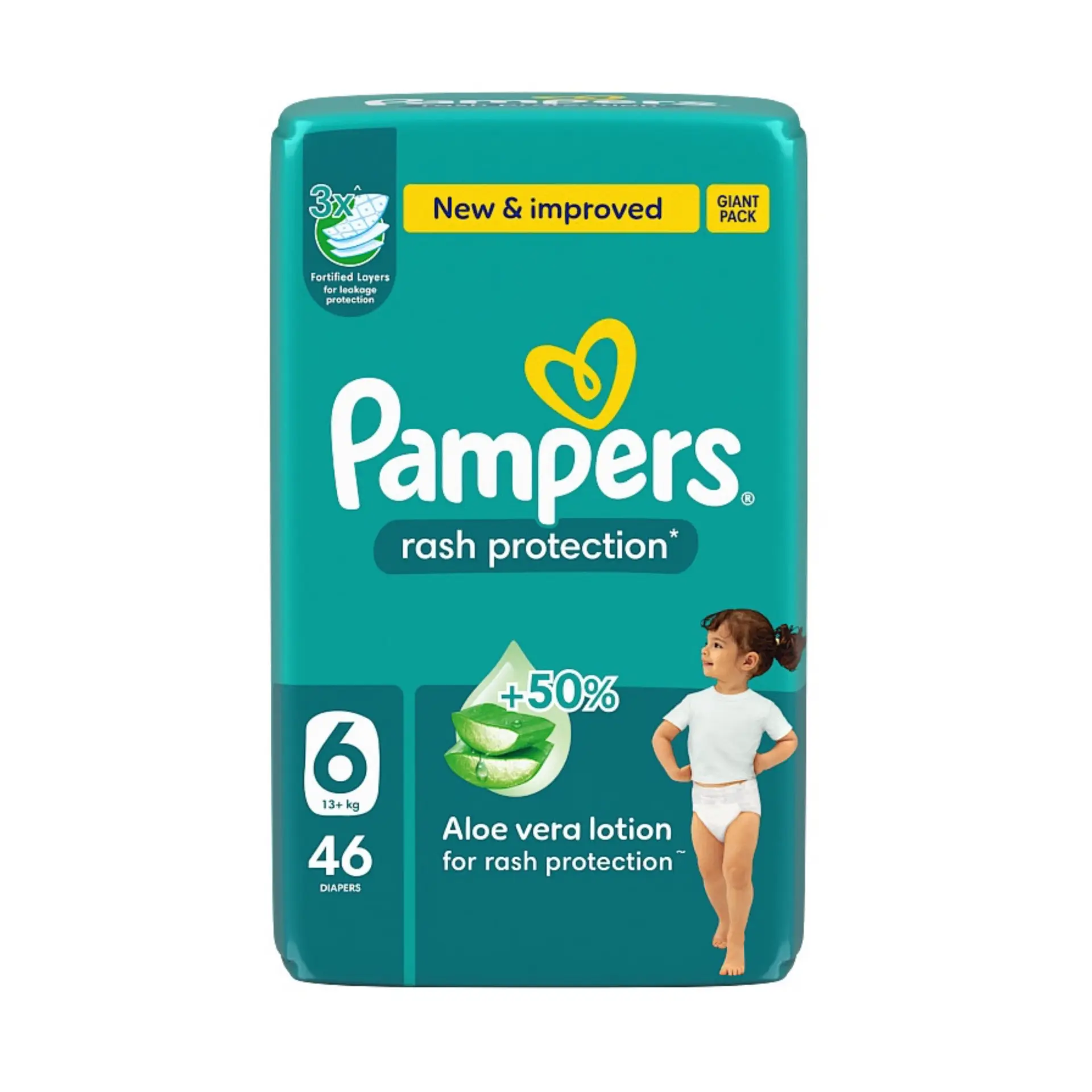 Pampers Diapers Rash Protection Taped Size 6 Aloe Vera Lotion 46 Diapers  - view 2