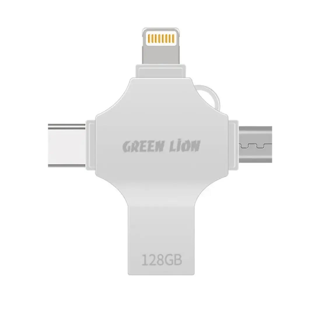 Green Lion 4 In 1 Usb Flash Drive 128Gb Silver - view 1