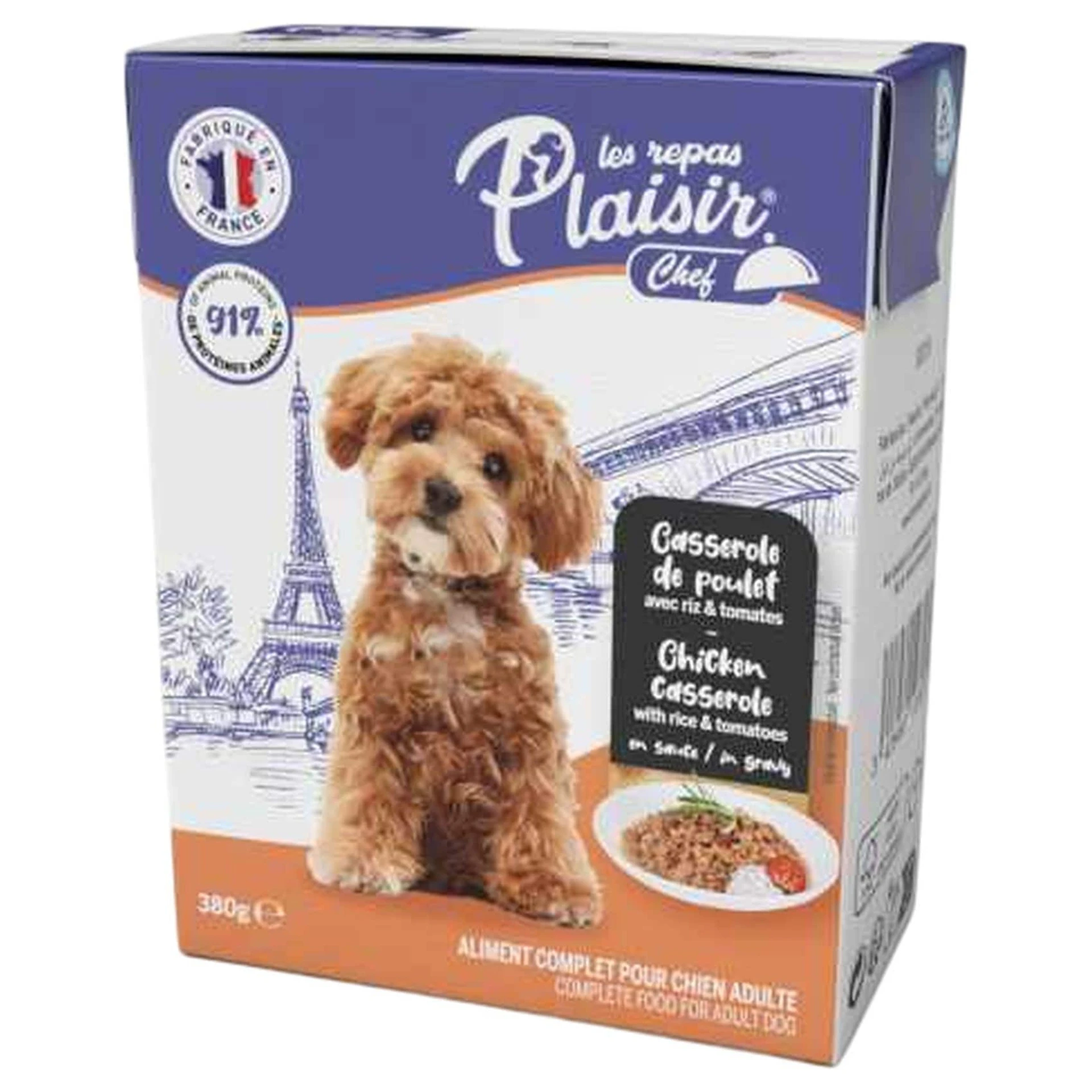Plaisir Chef Dog Chicken Casserole With Rice &  Tomatoes In Gravy 380 gm