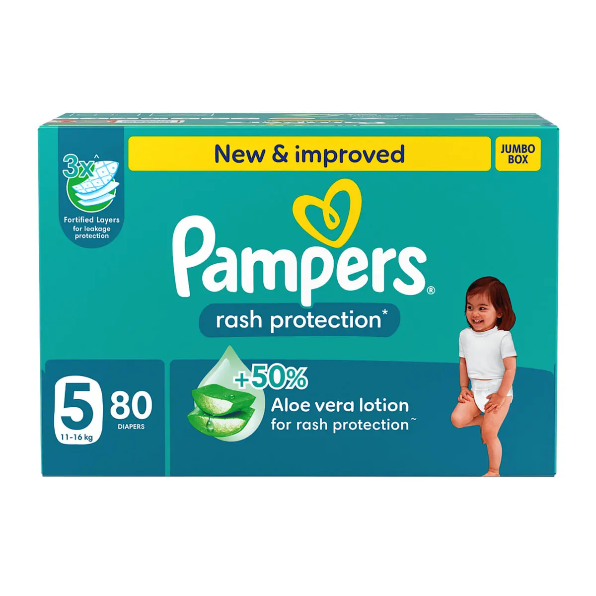 Pampers Diapers Rash Protection Taped Size 5 Aloe Vera Lotion 80 Diapers  - view 2