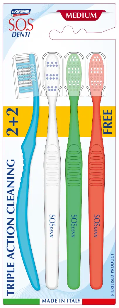 SOS Denti Toothbrush Triple Action Cleaning 2+2 Meduim - view 3