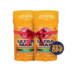 مزيل عرق A&H UMAX برائحة منعشة صلبة واسعة، 2.6 أونصة/73 جم (عبوة مزدوجة) - خصم 25%