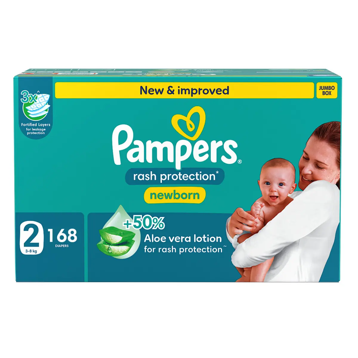 Pampers Diapers Rash Protection Taped Size 2 Aloe Vera Lotion 168 Diapers  - view 10