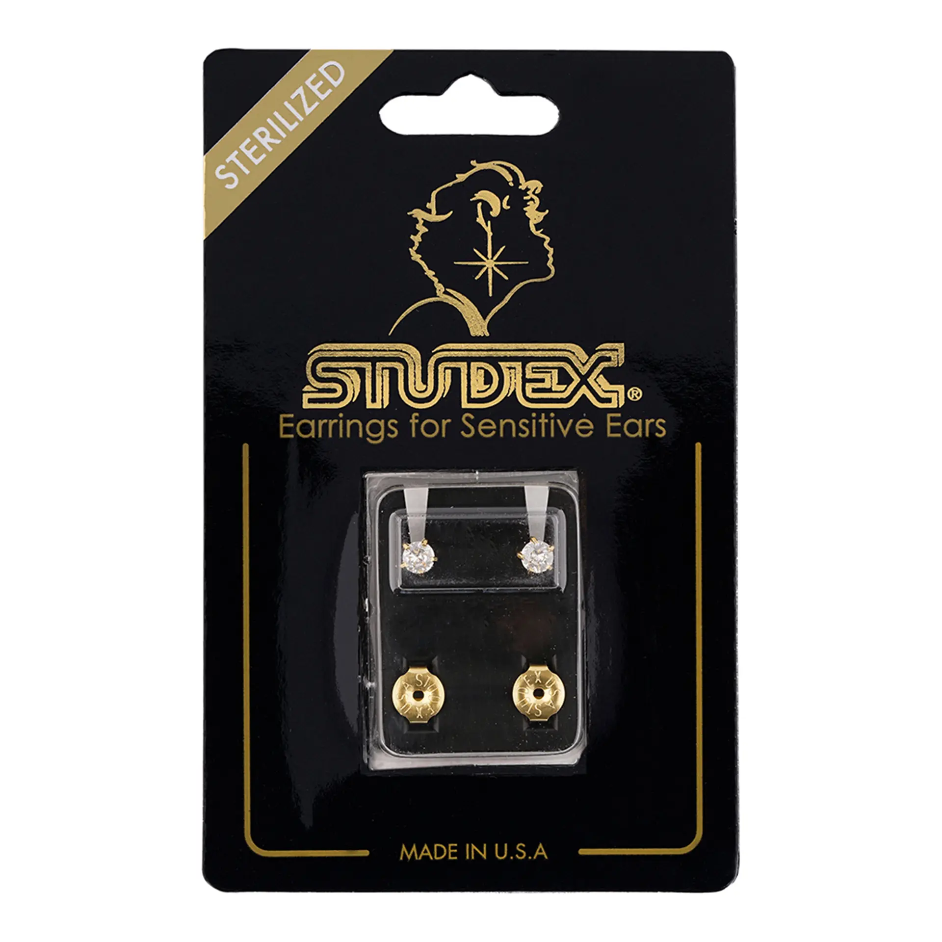 Studex Large Cubic Zirconia Gold Plated- Earrings For Sensitive Ears - view 4