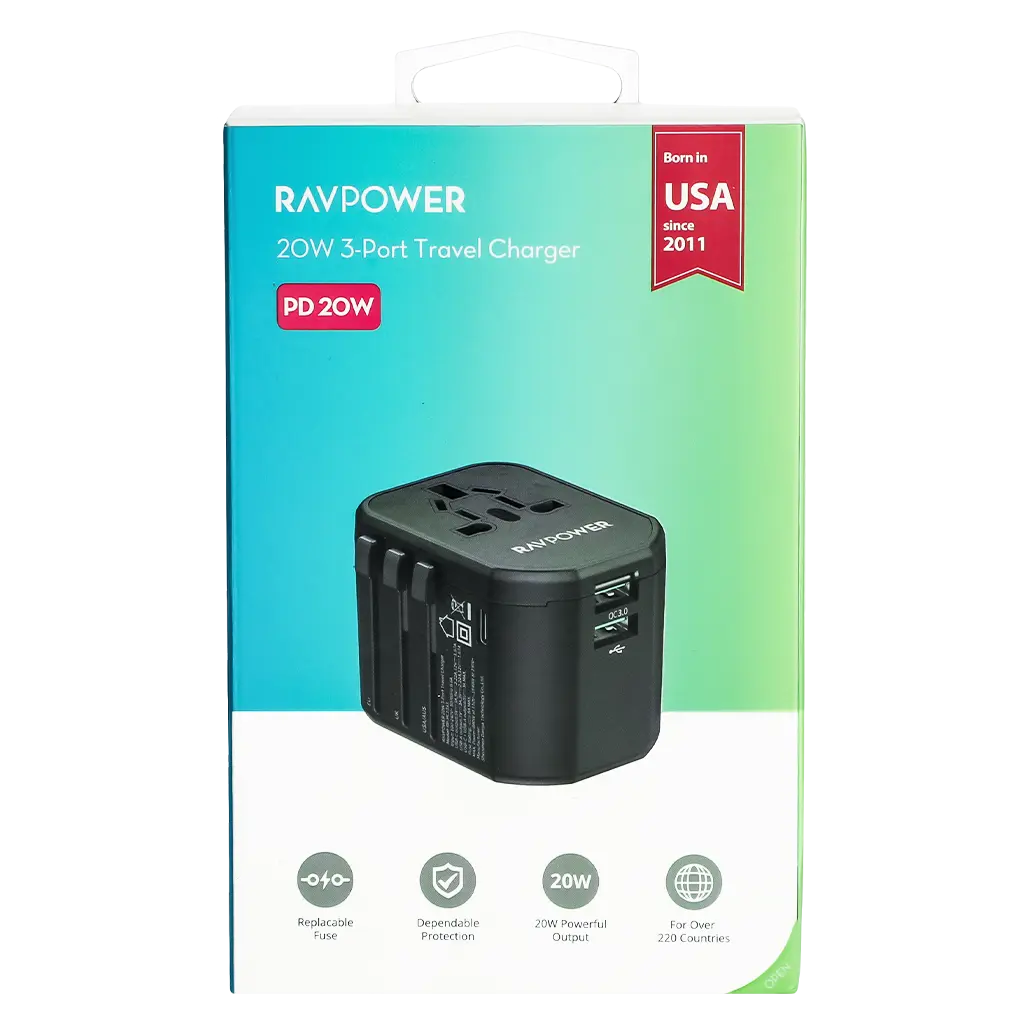 Ravpower Rp-Pc1033 Pd Pioneer 20W 3-Port Travel Charger Black Global Version - view 3