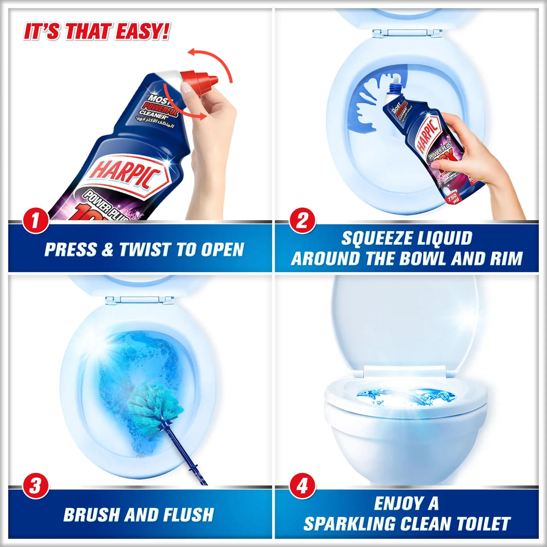 Harpic Lavender Power Plus Powerful Toilet Cleaner 2 pcs 1 Free 750 ml - view 2
