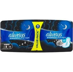 فوط صحية طويلة وسميكة للغاية من Always Dream All Night، 16 فوطة