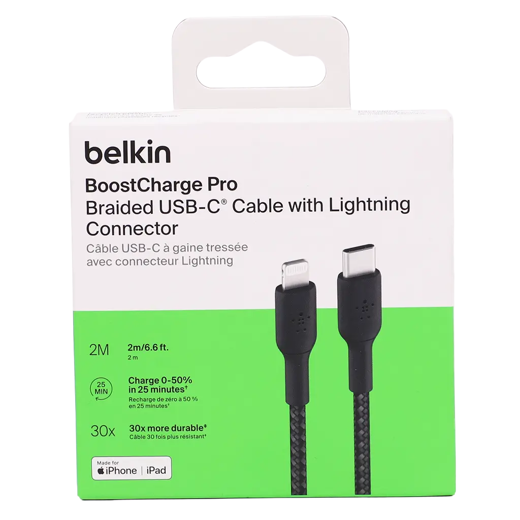 Belkin boost charge lightning to usb c cable braided 2m black - view 3