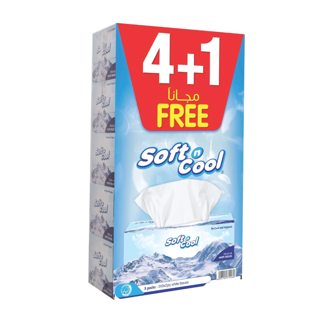 Soft N Cool 200 Pulls 2 Ply Facial Tissue 4 Plus 1 Offer