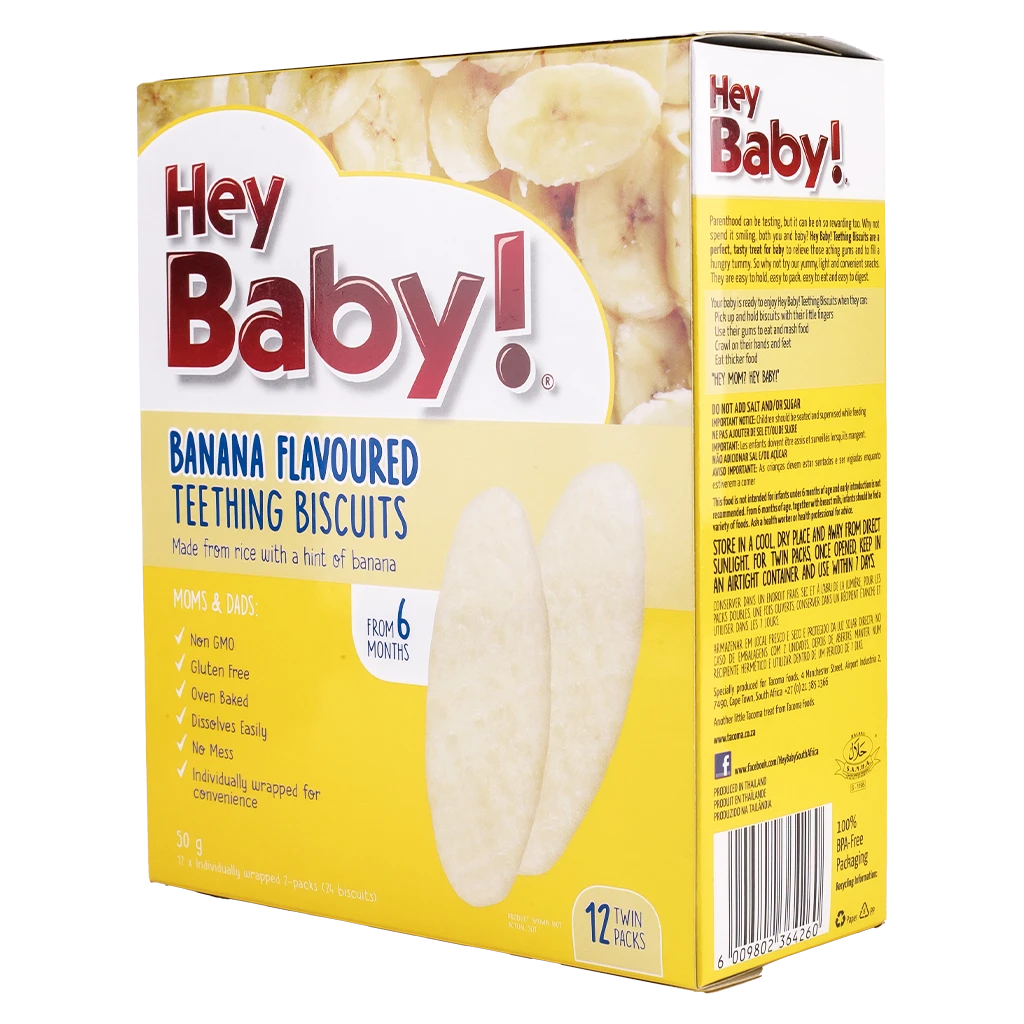 Hey Baby Banana Teething Biscuits 12 Pack