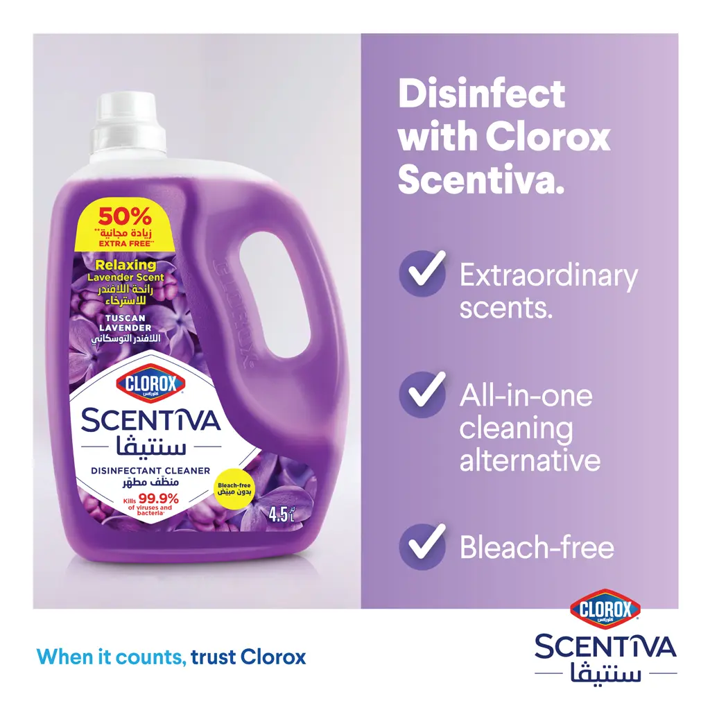 Clorox Scentiva Multipurpose Disinfectant Floor Lavender 4.5 L - view 2