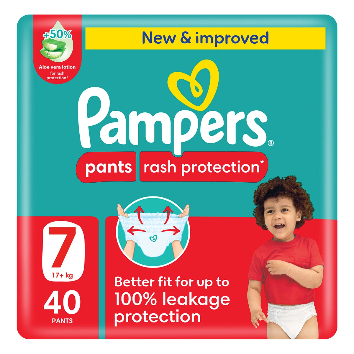 Pampers Diapers Rash Protection Pants Size 7 Aloe Vera Lotion 40 Pants 