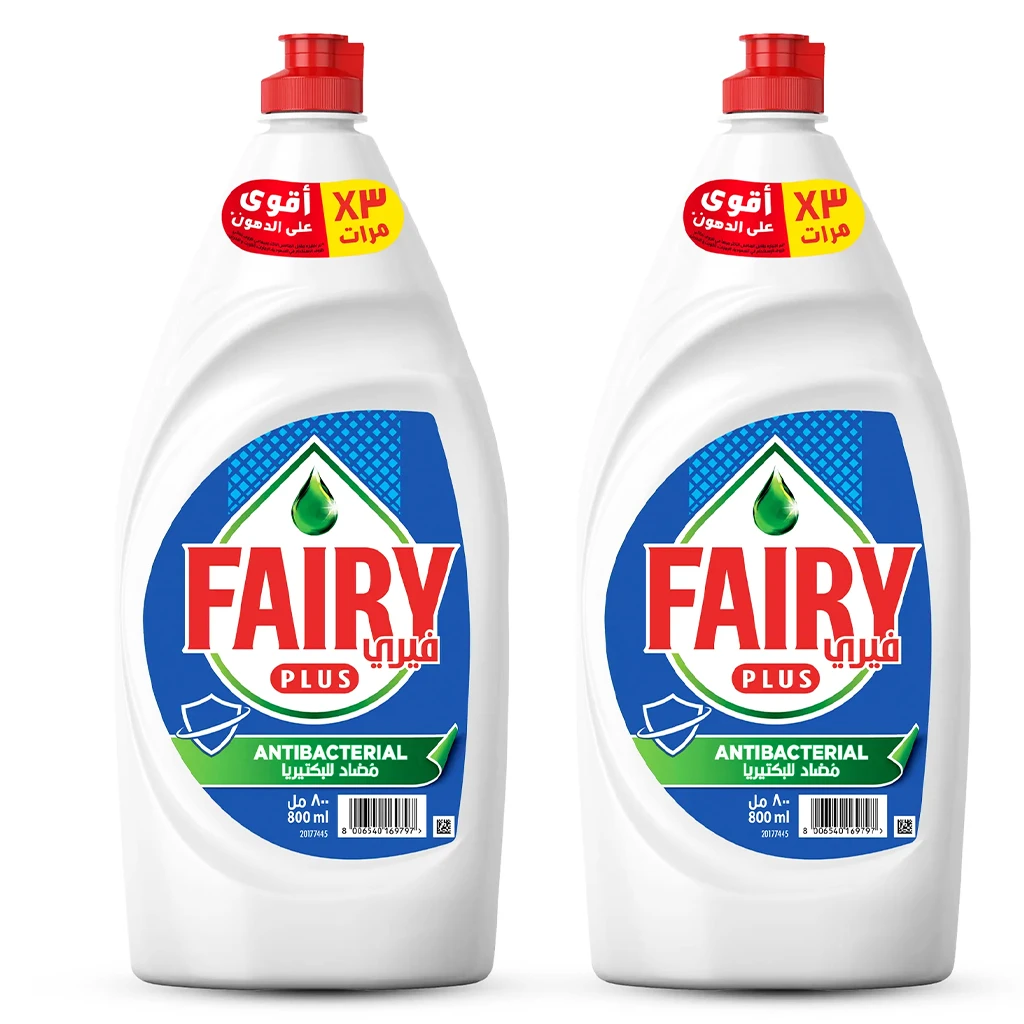 Fairy Plus Dishwashing Liquid Antibacterial Pack 2 Pcs 800 ml