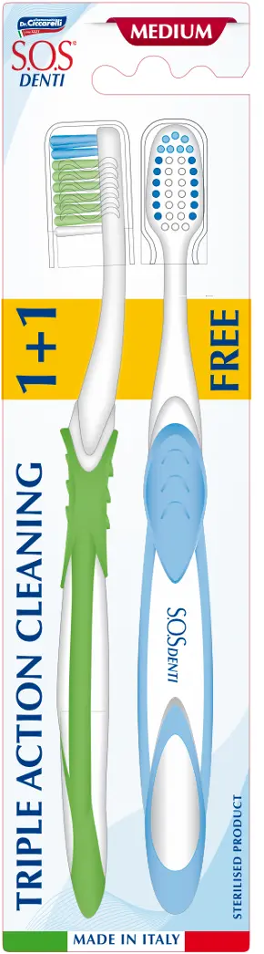 SOS Denti Toothbrush Triple Action Cleaning 1+1 Medium - view 3