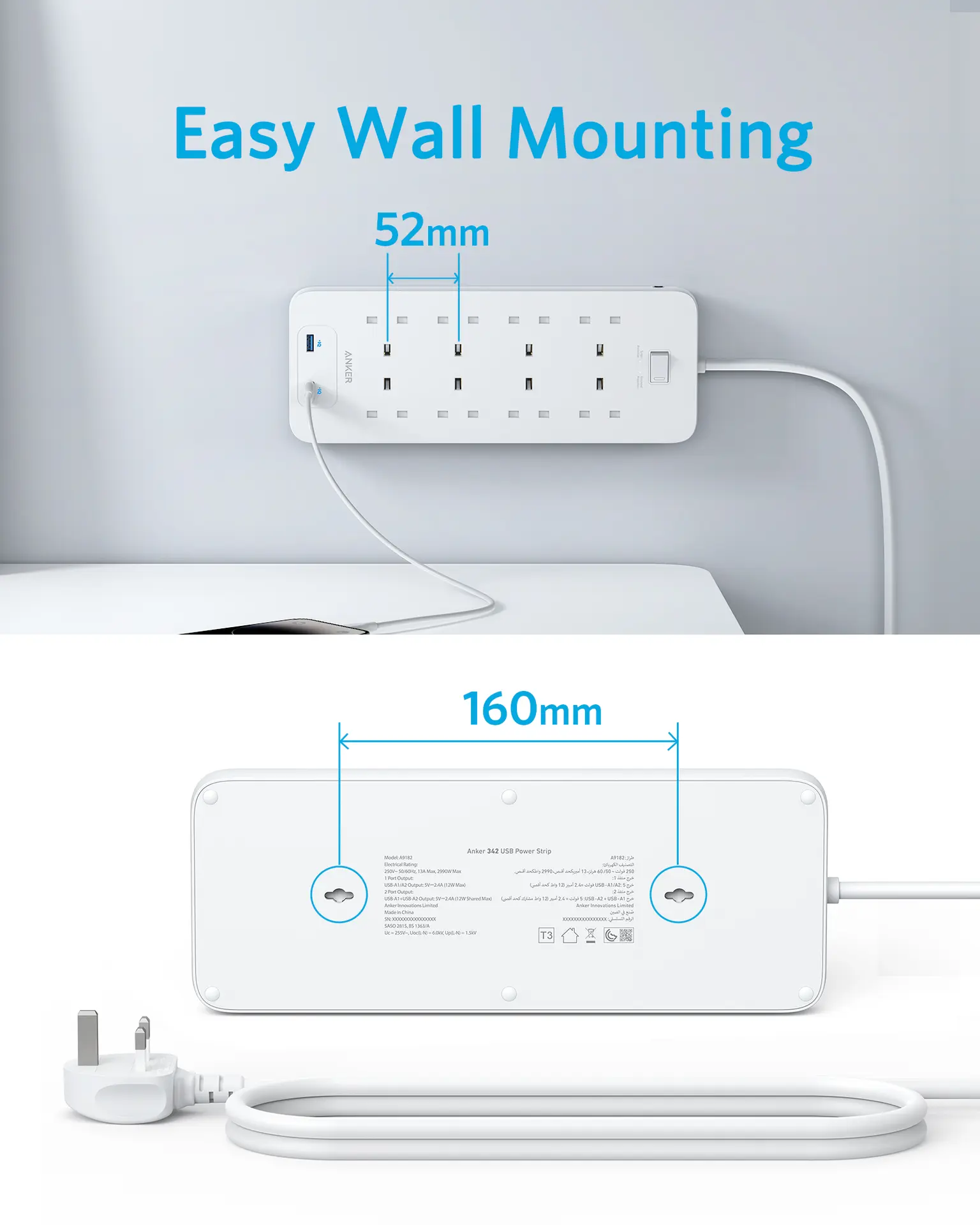 Anker 340 USB Power Strip Power Extension White Color - view 5