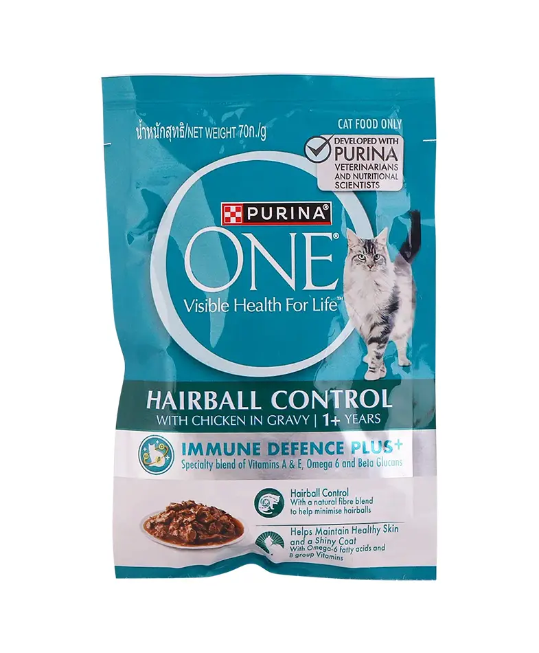 Purina One Adult Cat Food with Hairball Control Chicken Pouch 70 gm - view 1
