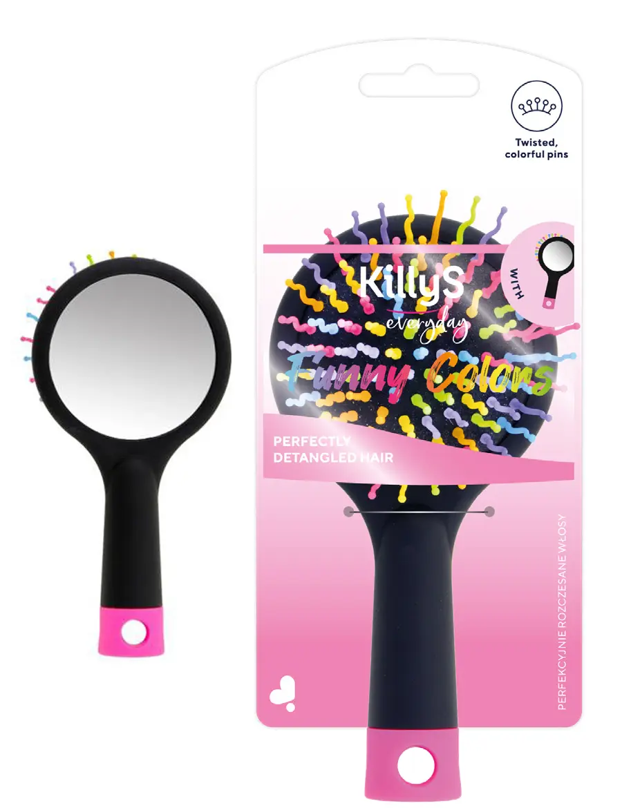 Intervion Hair Brush with Colorful Curly Pin and Mirror Small - view 3