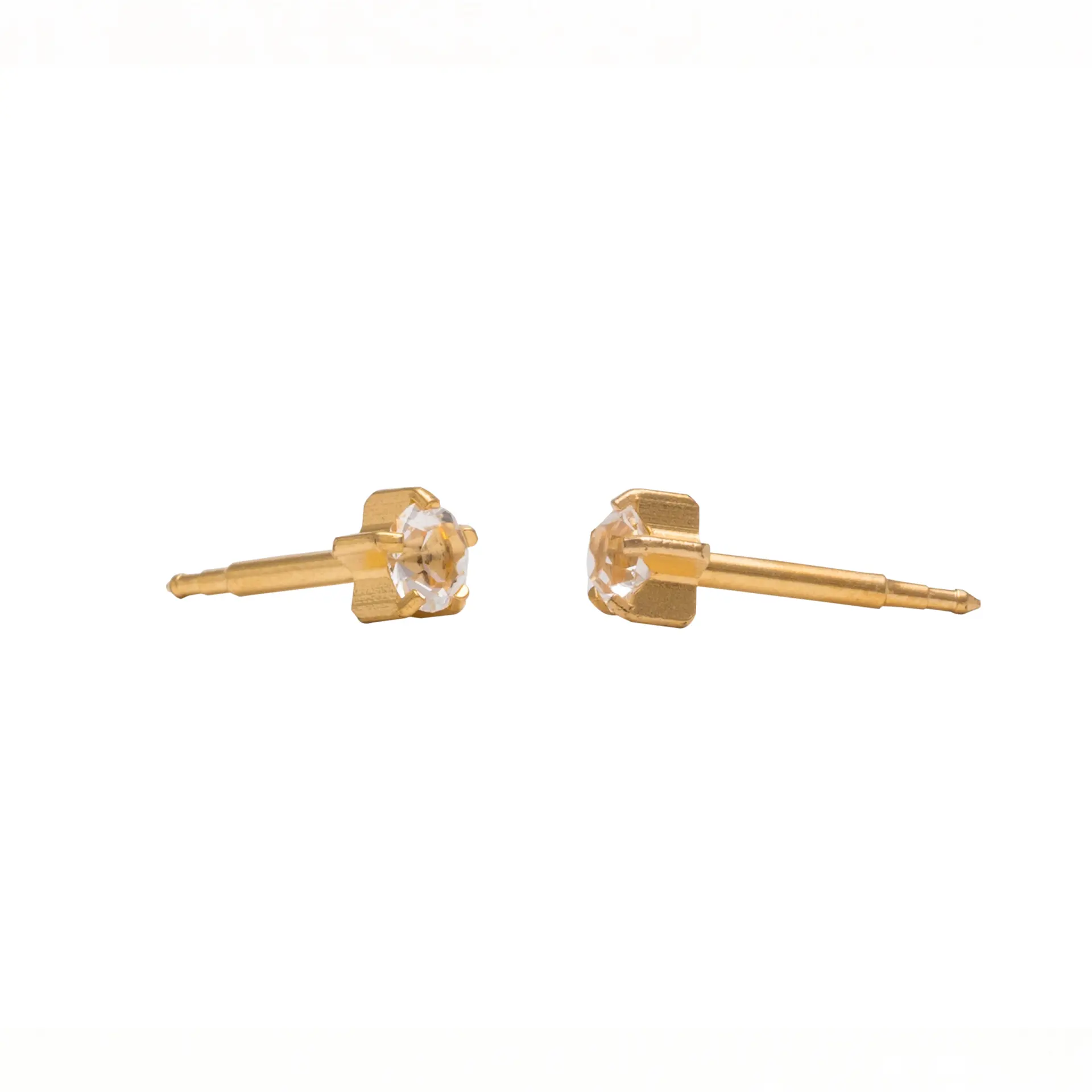 Studex Gold Plated Maxi Tiffany Apr Crystal Card /Pr- Earrings For Sensitive Ears - view 4
