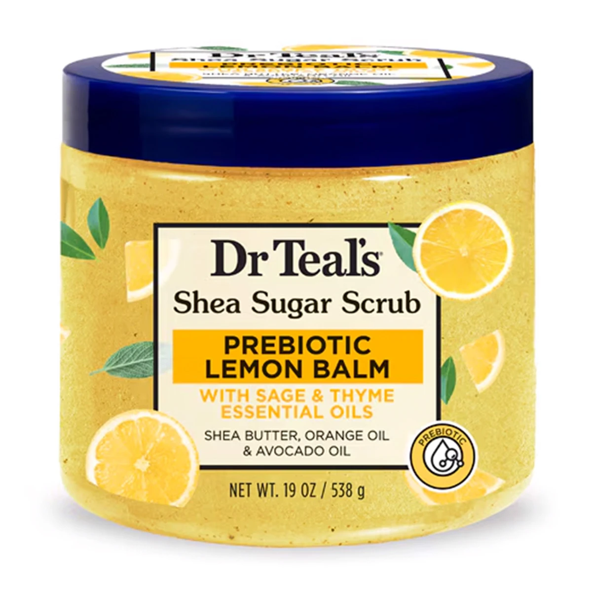 Dr Teal's Shea Sugar Scrub Prebiotic Lemon Balm 538 gm