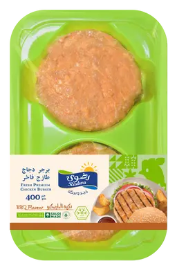 Radwa Premium Fresh Chicken Burger BBQ 4 pcs 400 gm 