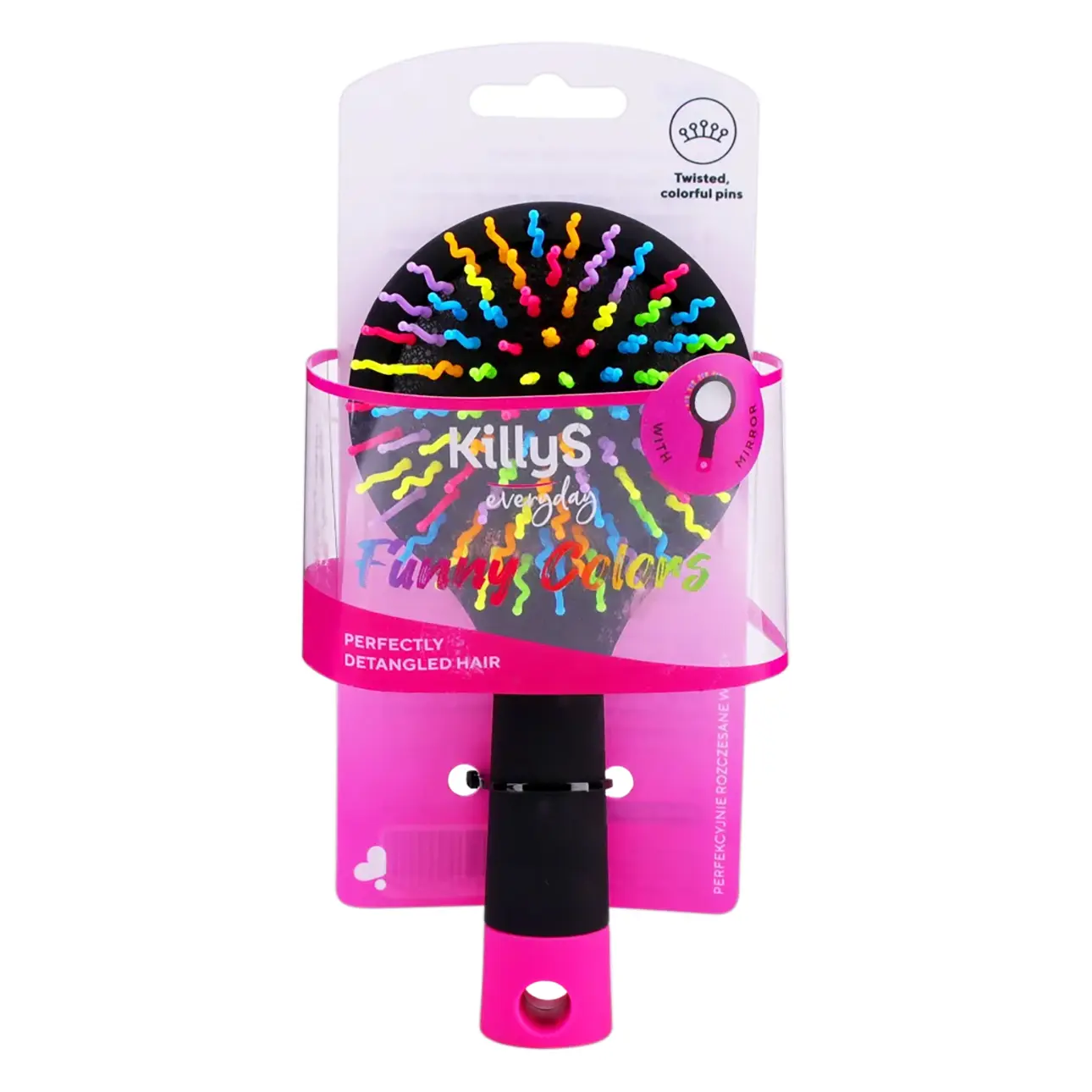 Intervion Hair Brush with Colorful Curly Pin and Mirror Small - view 1