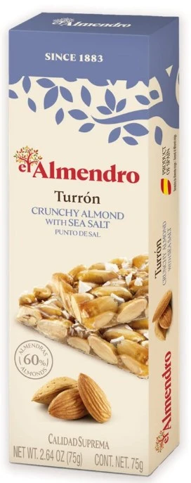 El Almendro Almond Turron With Salt 75 Gm