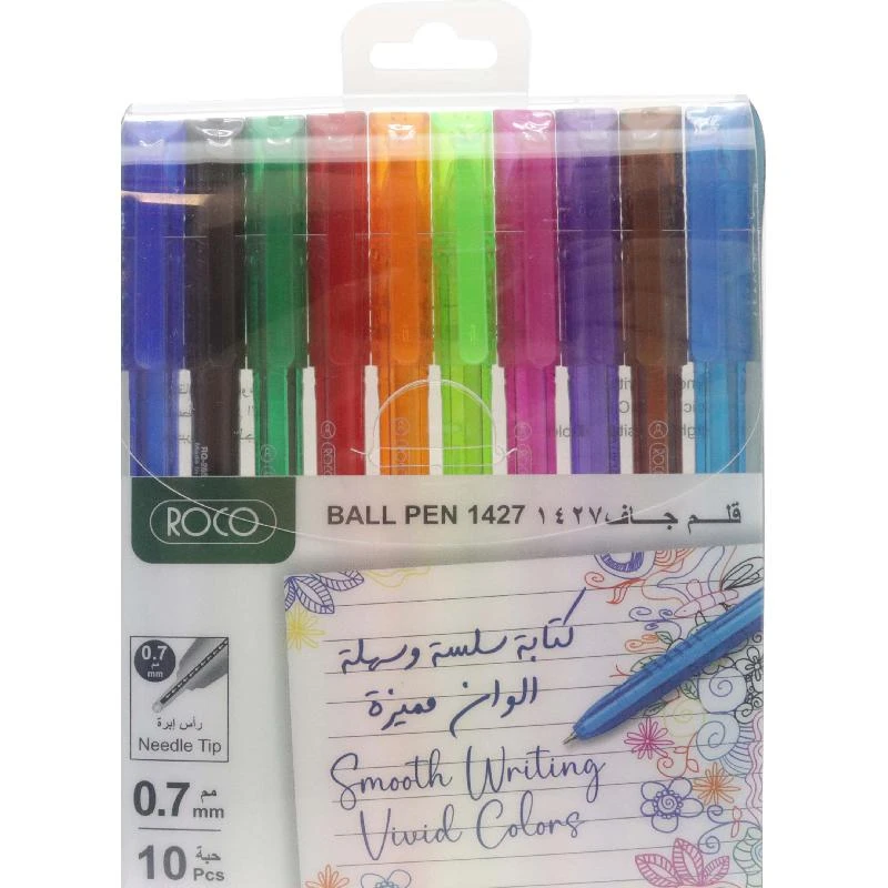 Roco Dry Ink Pen  0.7 mm  Assorted Color 10 Pens