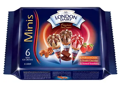 London Dairy Mini Cones Multipack Ice Cream 6X60ML - view 1