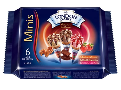 London Dairy Mini Cones Multipack Ice Cream 6X60ML