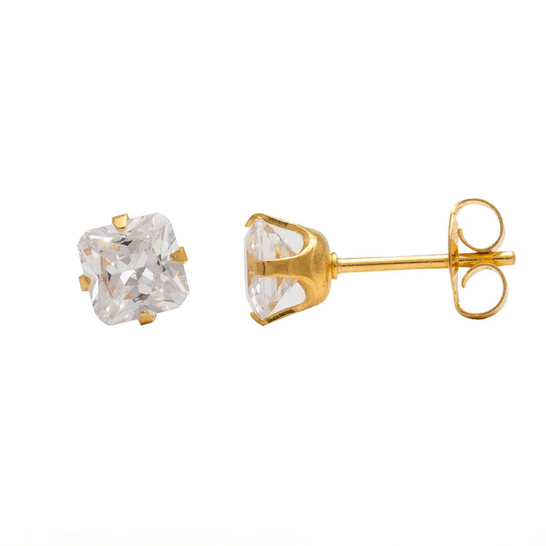 Studex Gold Plated Tif 5*5 Mm C/z Princess Cut- Earrings For Sensitive Ears - view 3
