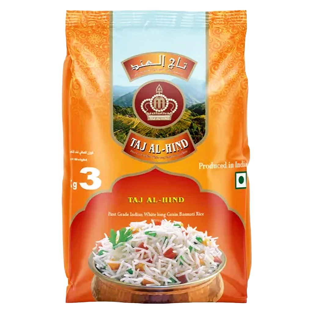 Taj Al Hind Indian White Long Grain Basmati Rice 3 kg
 
