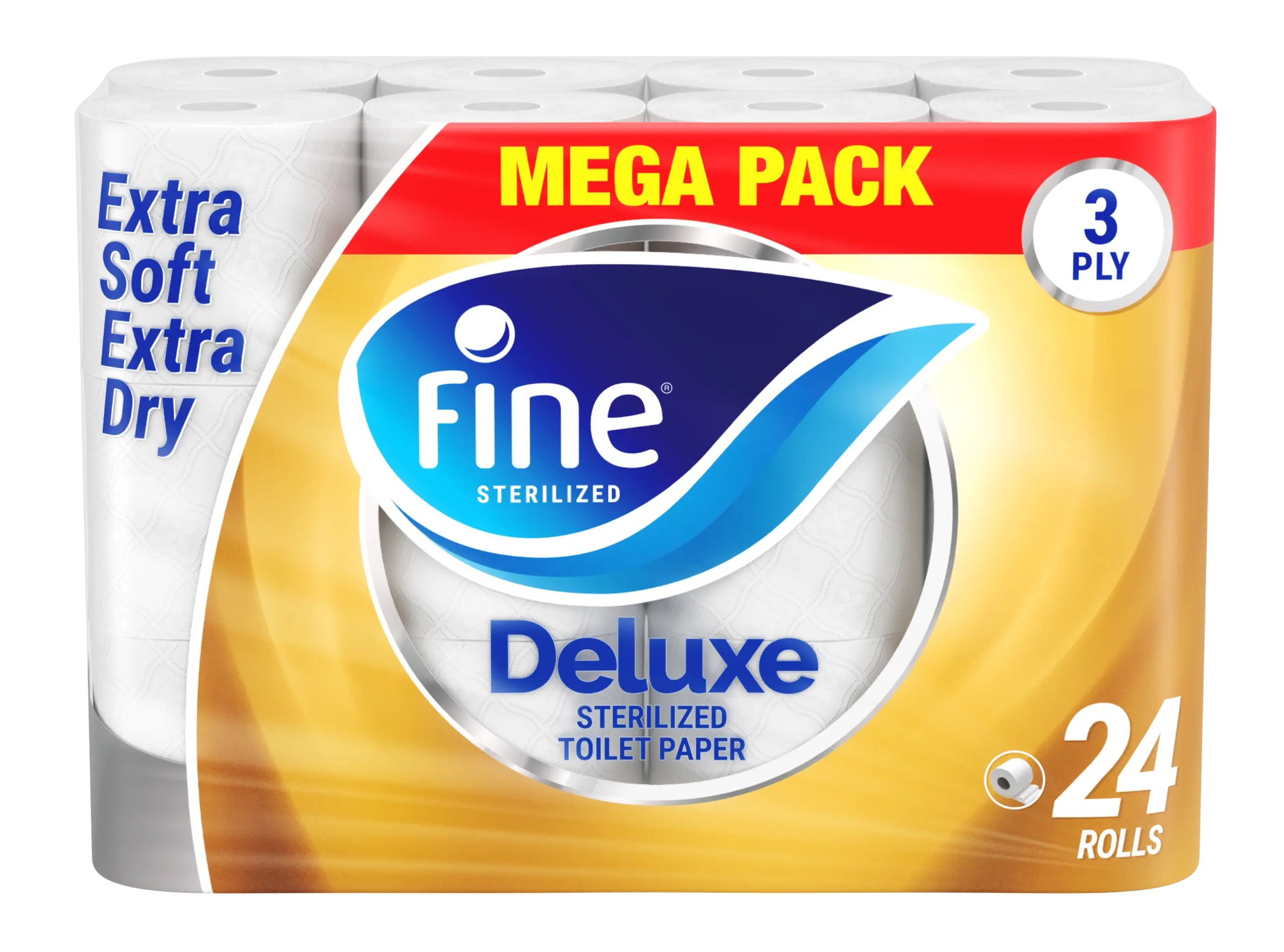 Fine Deluxe Toilet Paper Tissue 140 Sheets 3ply Pack 24 Rolls - view 1
