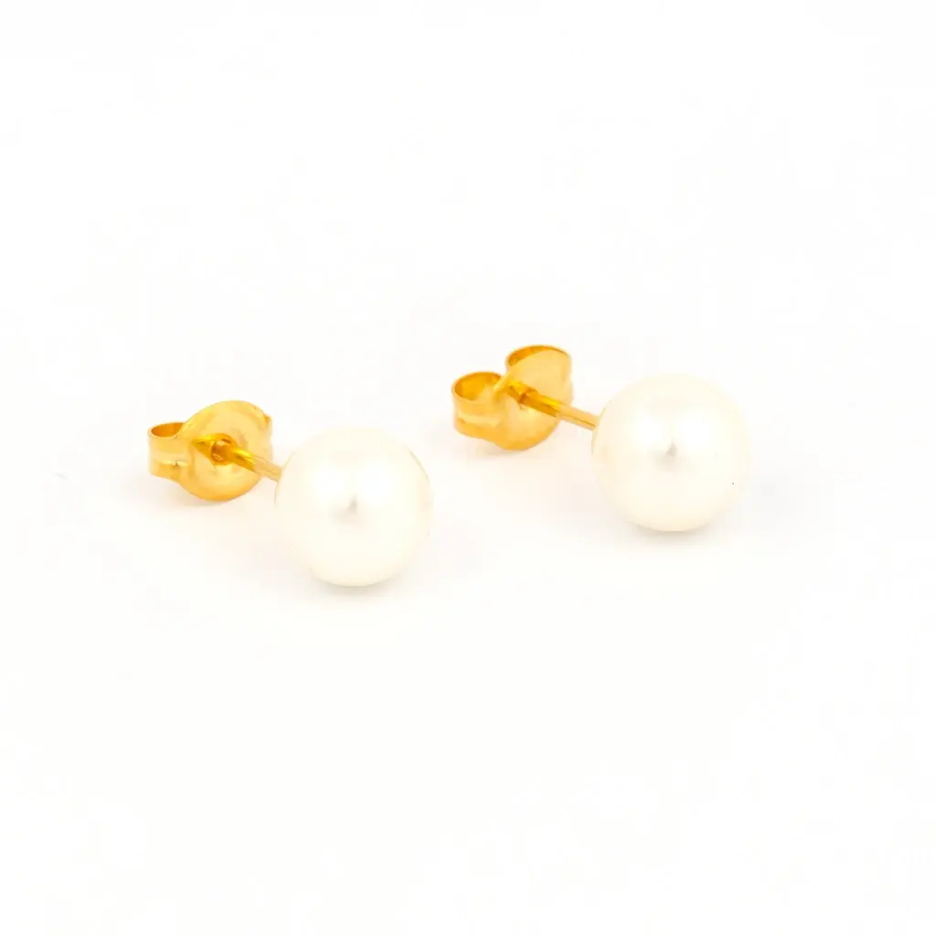 Studex Gold Plated 7mm White Pearl/Pr- Earrings For Sensitive Ears - view 2