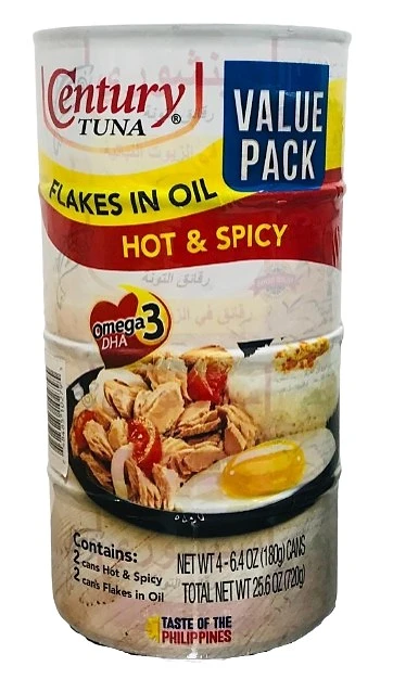 Century Tuna Flakes Hot And Spicy Flakes In Oil 180GmX4