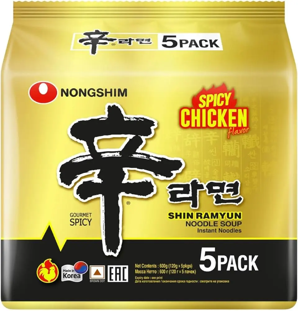 Nongshim Noodles Ramen Shin Ramyun with Spicy Chicken Bundle 5 pcs 120 gm - view 2