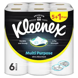 Kleenex Multi Purpose Kitchen Tissue Paper Towel 5+1 free Rolls  40 Sheets