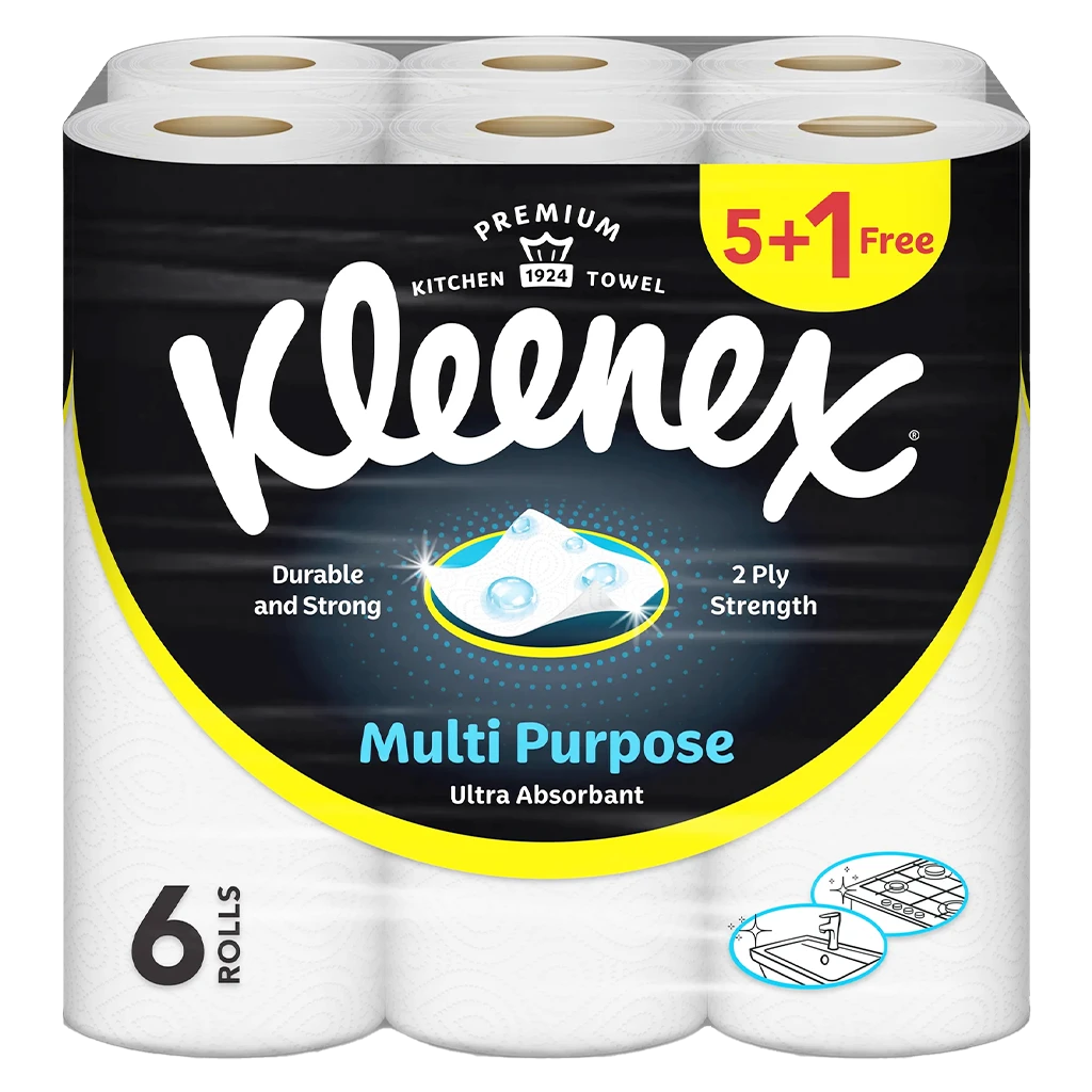 Kleenex Multi Purpose Kitchen Tissue Paper Towel 5+1 free Rolls  40 Sheets