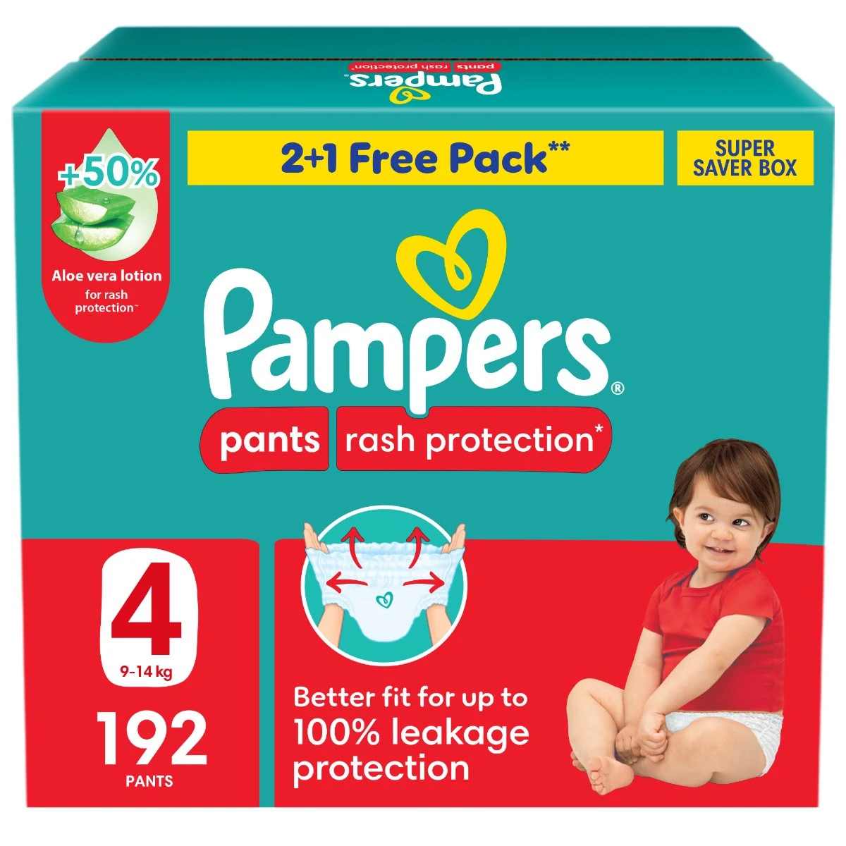 Pampers Pants Rash Protection Size 4 Super Saving Box 192 Count