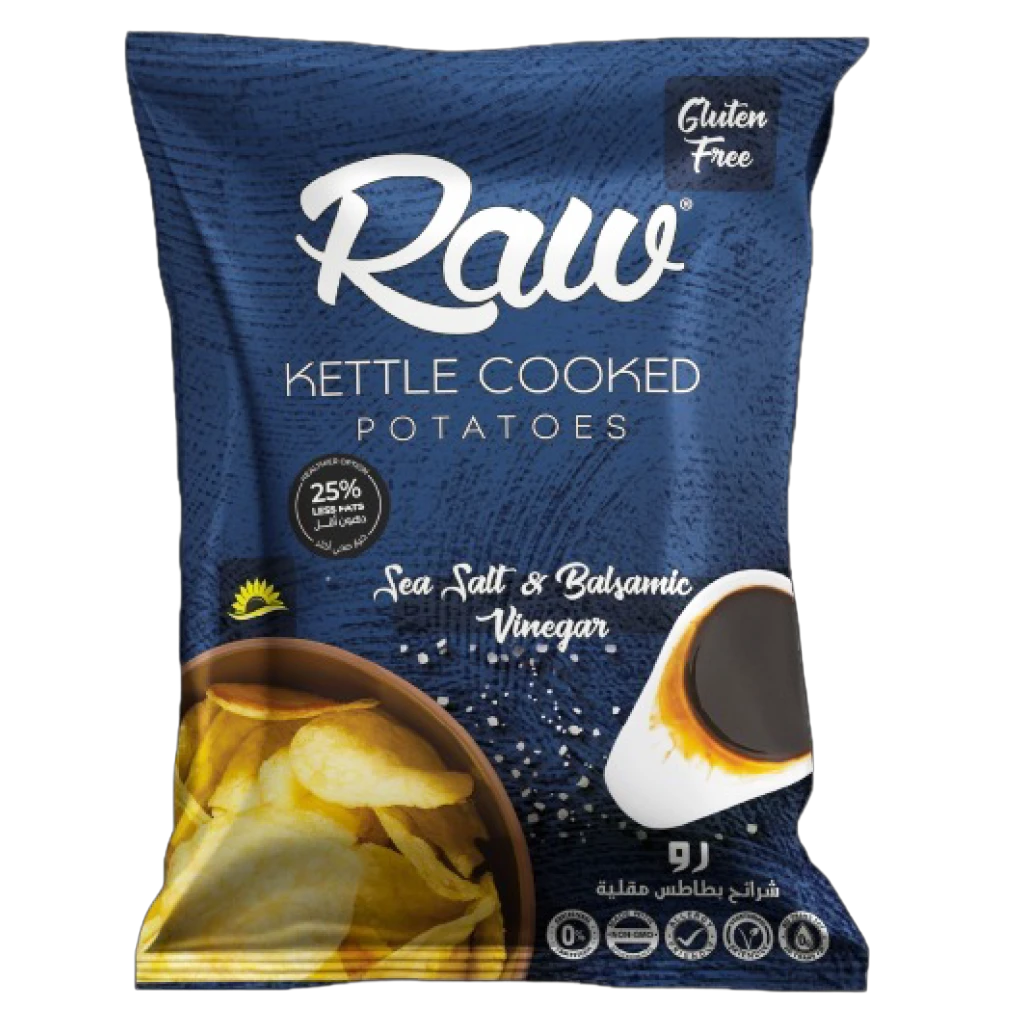 Raw Kettle Cooked Potato Chips With Sea Salt and Balsamic Vinegar Gluten Free 100 gm