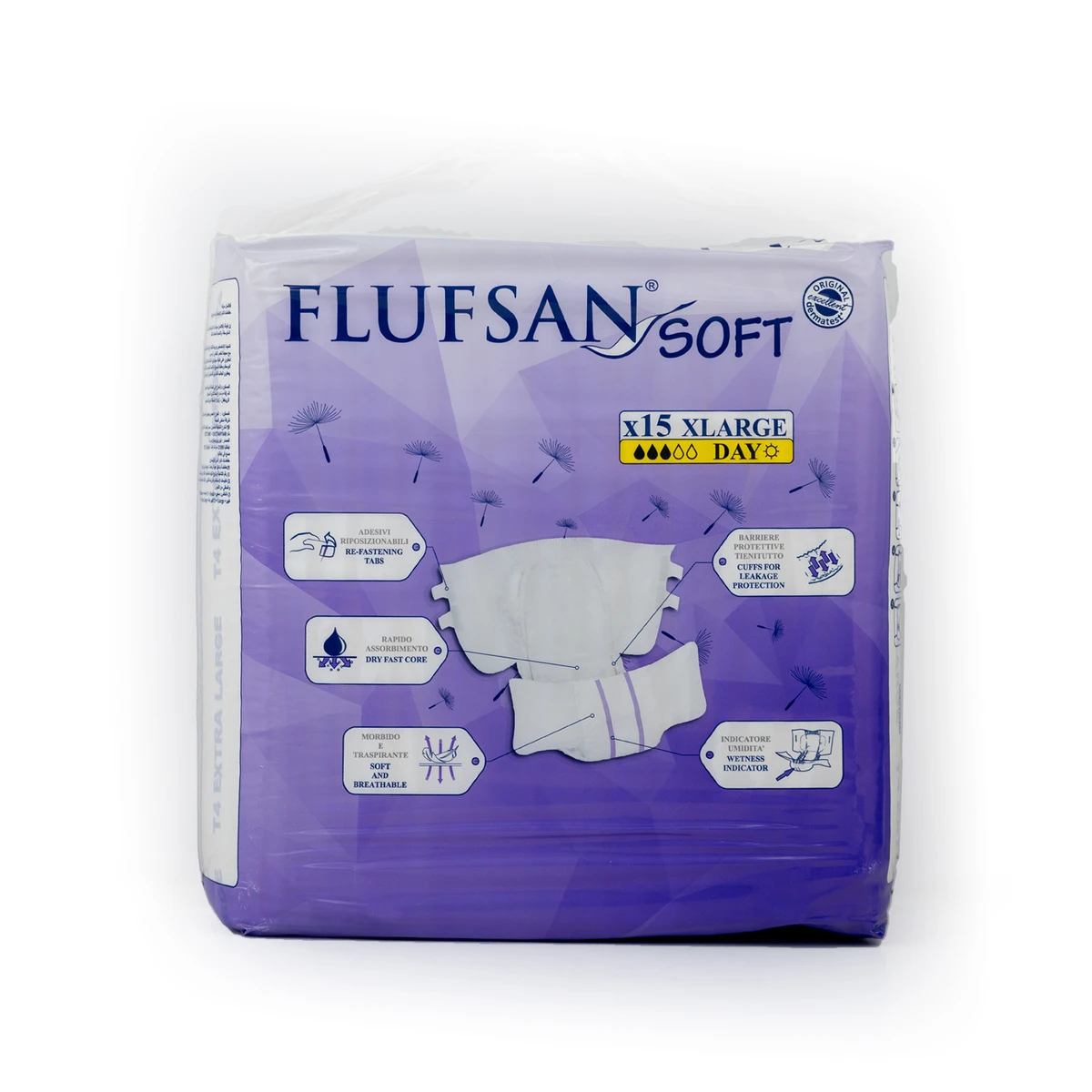 Flufsan Soft Adult Diapers X-Large 15 Pcs