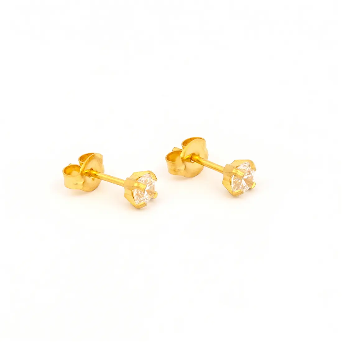 Studex Gold Plated Tiffany 4mm Cz- Earrings For Sensitive Ears - view 2