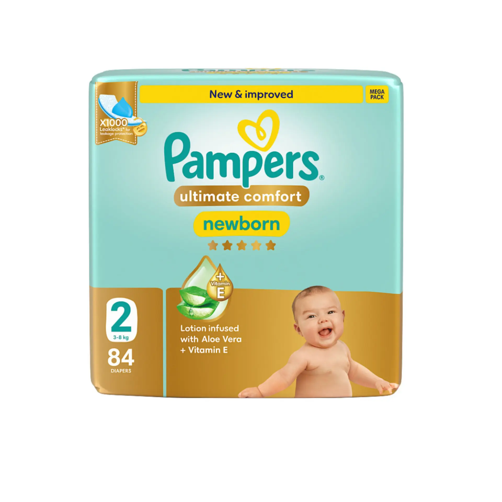 Pampers Diapers Ultimate Comfort Taped Size 2 Aloe Vera Lotion & Vitamin E 84 Diapers  - view 2