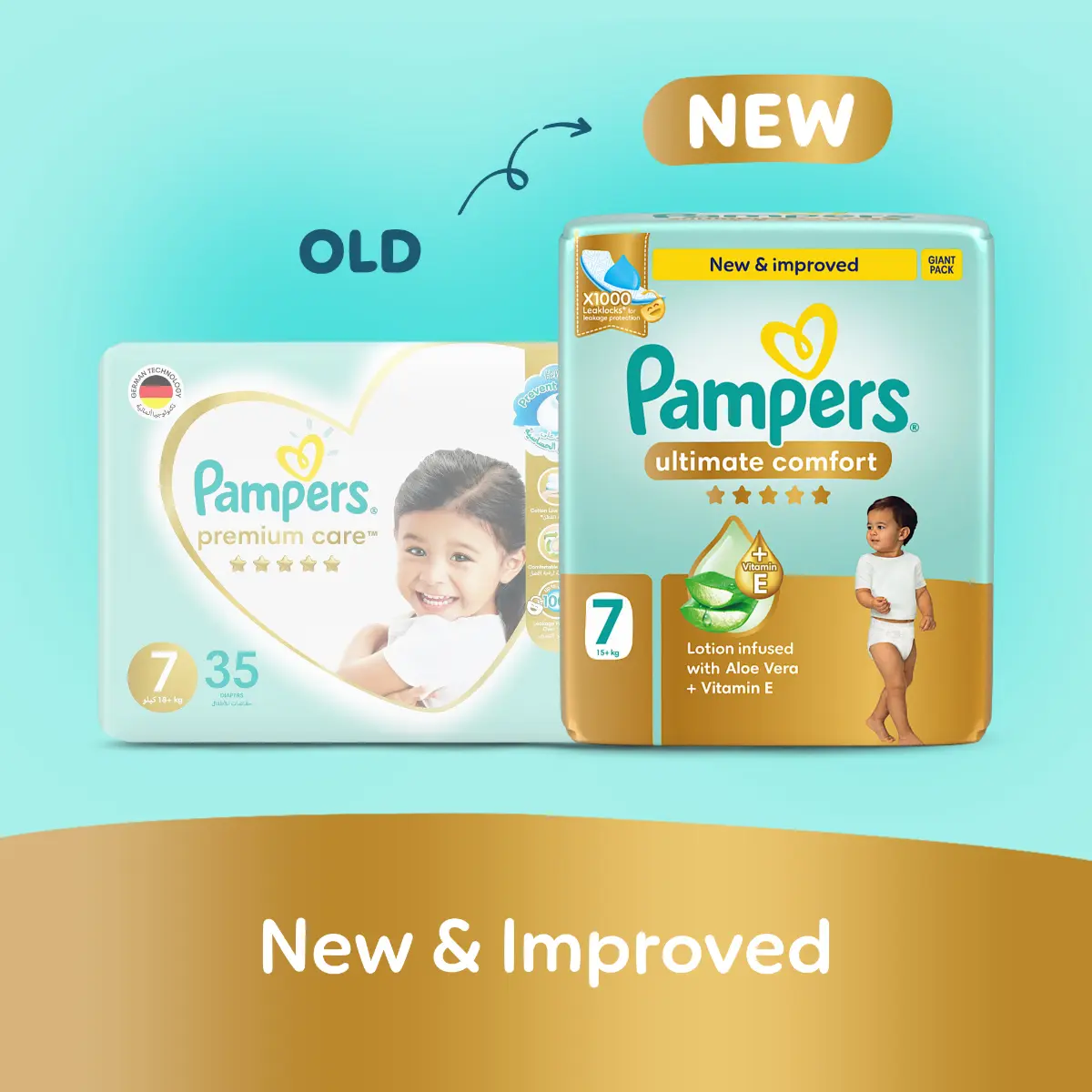 Pampers Diapers Ultimate Comfort Taped Size 7 Aloe Vera Lotion & Vitamin E 52 Diapers  - view 10
